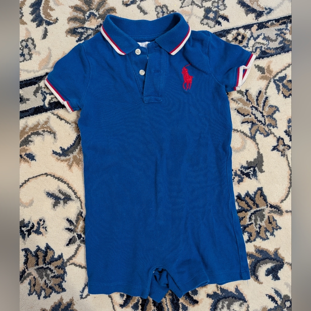 Ralph Lauren Royal Blue Polo One-Piece with Red Logo